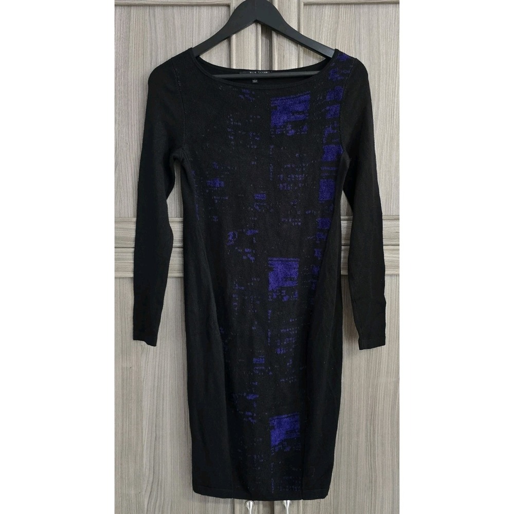 Elie Tahari Design Nation Womens Dress Sz S Black Purple Fitted Sweater Knit
